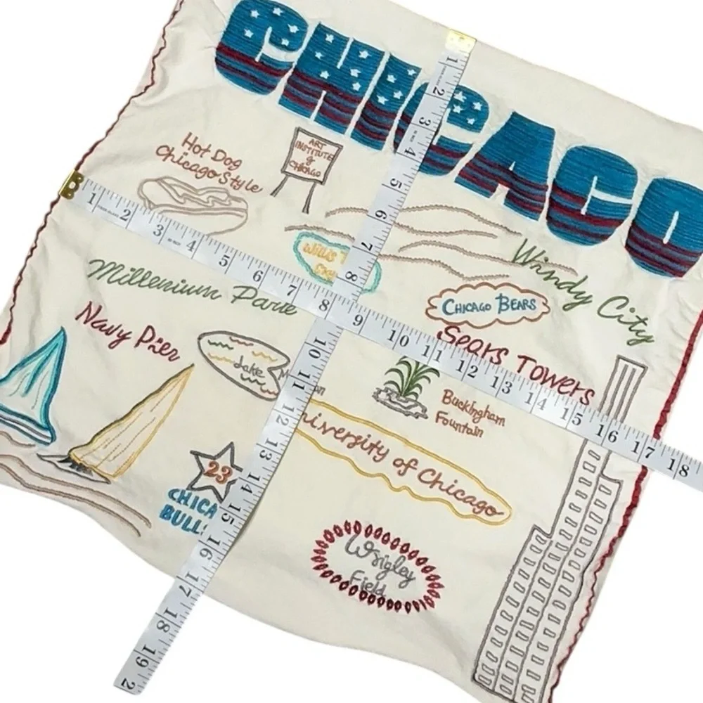 Chicago Embroidered Throw Pillow Cover